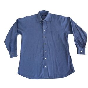 Burberry London Button Down Shirt Mens 15.5 32 Blue Cotton Made in USA Pocket